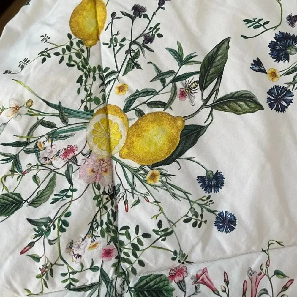Pottery Barn Monique Lhuillier Positano Comforter & Sham 99 x 91 Lemon Print